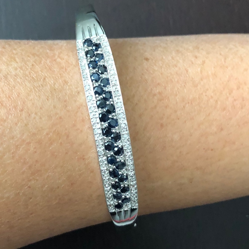 14k white gold sapphire & diamond bangle